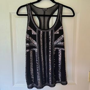 EXPRESS Sequin Racer Back Tank Top (size XS)